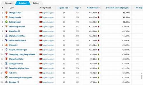 中超球队身价排行榜,中超各球队身价